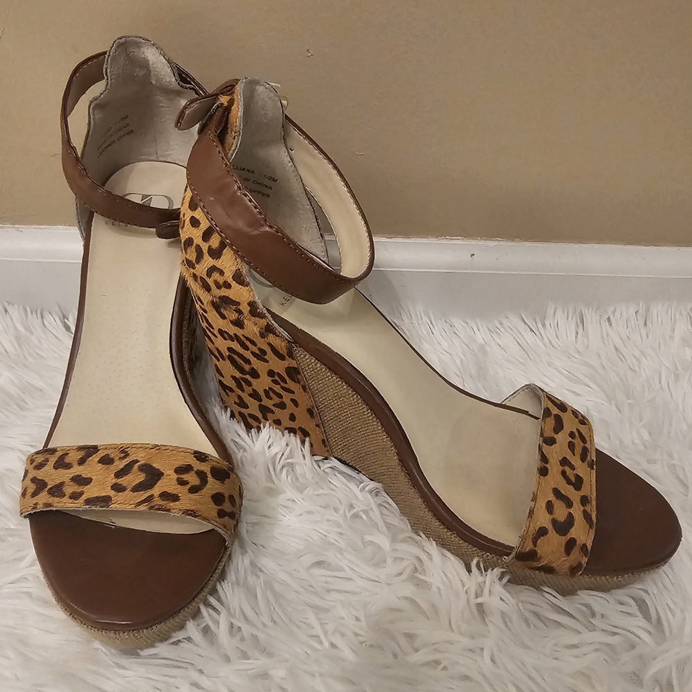 Kelsi Dagger Brown Wedge Shoes with Animal Print